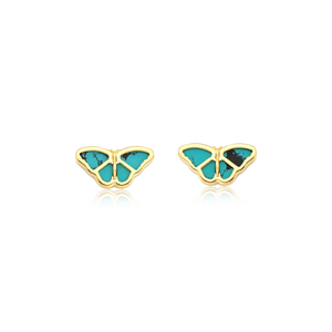 YBR085 - BUTTERFLY EARRING - TURQUOISE - 18K GOLD PLATED - FLORIDA