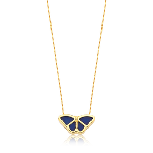 YCL106 - BUTTERFLY NECKLACE - BLUE QUARTZ - 18K GOLD PLATED - FLORIDA
